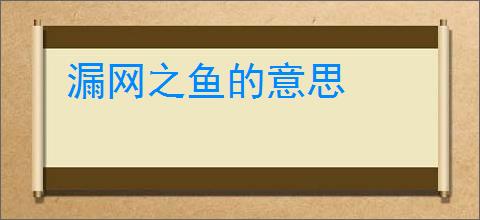 漏网之鱼的意思