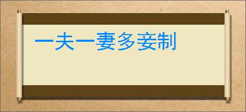 一夫一妻多妾制