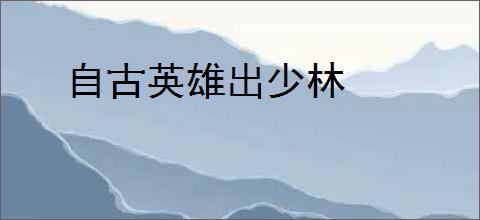 自古英雄出少林